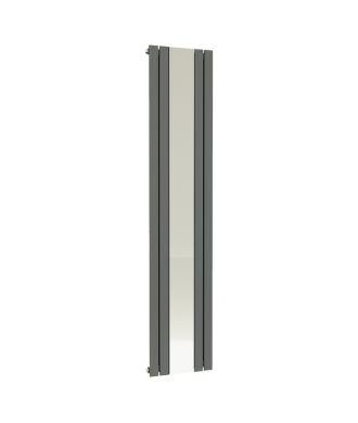 iBathUK Apex Vertical Slim Flat Panel Mirror Radiator, Wall Mounted Designer Radiator, High Heat Output, Matt Anthracite, 180...