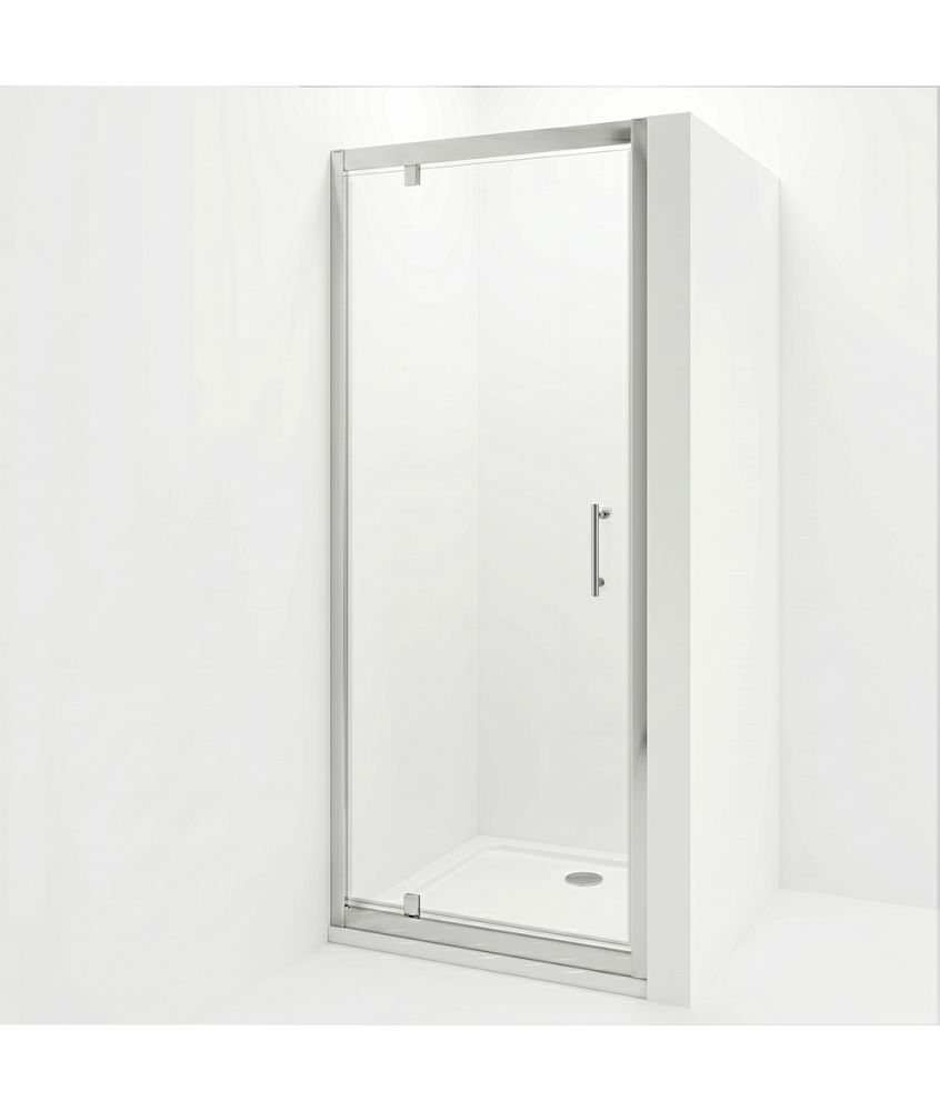 iBathUK Solis 6mm Glass Recessed Pivot Shower Door - Chrome