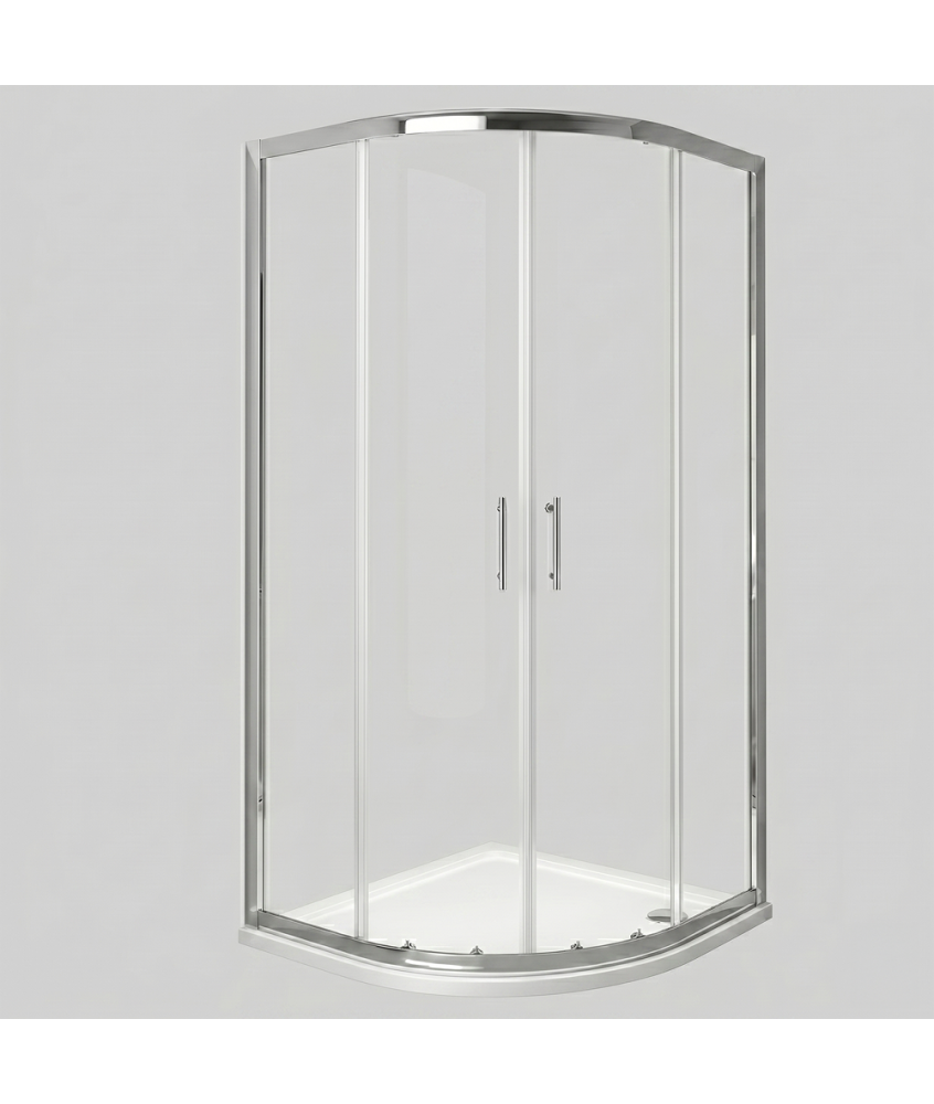 iBathUK Solis 6mm Glass Sliding Door Offset Quadrant Shower Enclosure - Chrome