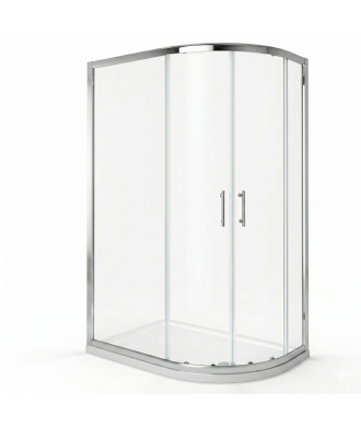 iBathUK Solis 6mm Glass Sliding Door Offset Quadrant Shower Enclosure - Chrome