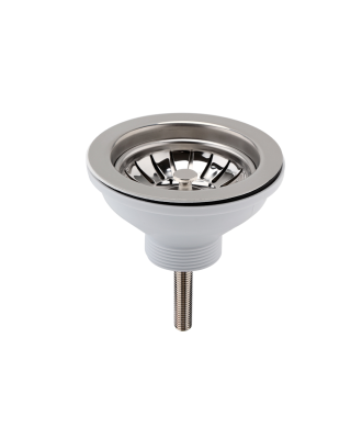 Nuie Fireclay Sinks Pull Out Basket Strainer Waste without Overflow, Kitchen Sink Waste Strainer, Chrome,90mm