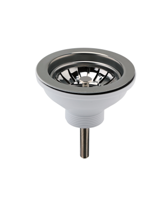 Nuie Fireclay Sinks Pull Out Basket Strainer Waste without Overflow, Kitchen Sink Waste Strainer, Brushed Pewter, 90mm