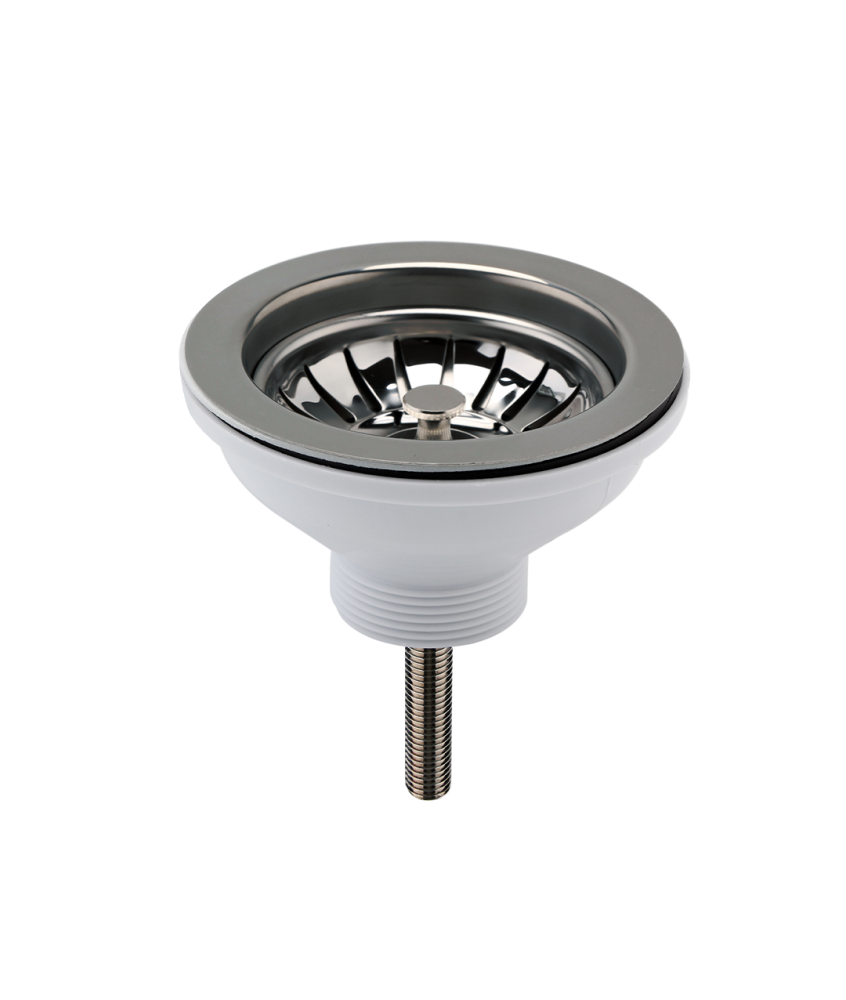 Nuie Fireclay Sinks Pull Out Basket Strainer Waste without Overflow, Kitchen Sink Waste Strainer, Brushed Pewter, 90mm