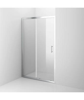iBathUK Solis 6mm Toughened Safety Glass Recessed Shower Sliding Door - Chrome