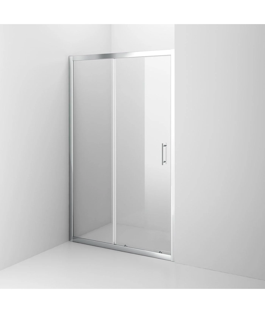 iBathUK Solis 6mm Toughened Safety Glass Recessed Shower Sliding Door - Chrome