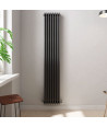 iBathUK Regency Vertical Traditional 3 Column Designer Radiator with Angled Valve, Matt Anthracite 1800x560mm