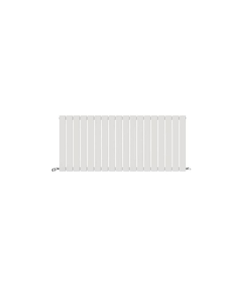 iBathUK Apex Horizontal Single Panel Slim Flat Radiator, Wall Mounted Designer Radiator with Angled Valve, Matt White, 600mm ...