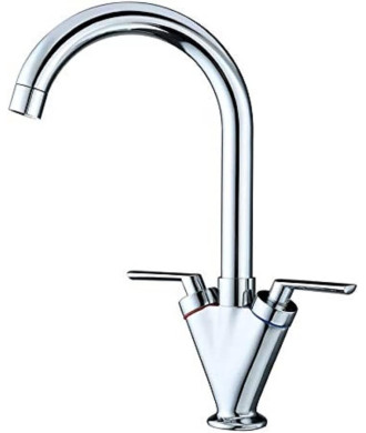 iBathUK Orin DualLever Kitchen Sink Mixer Tap, Chrome Swivel Spout Faucet with Separate Hot & Cold Controls