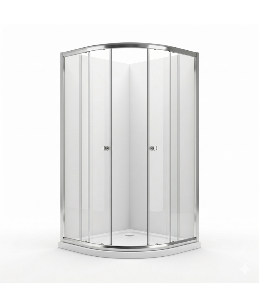 iBathUK Vesper 6mm Glass Sliding Door Quadrant Shower Enclosure - Chrome