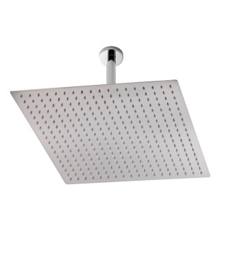 Hudson Reed Fixed Shower Heads Ceiling Mounted Head & Arm, Square Design, Shower Accessories, Chrome, 400mmX400mm