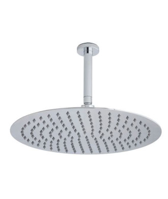 Hudson Reed Fixed Shower Heads Ceiling Mounted Head & Arm, Round Minimalist Design, Shower Accessories, Chrome,  400mm Diameter