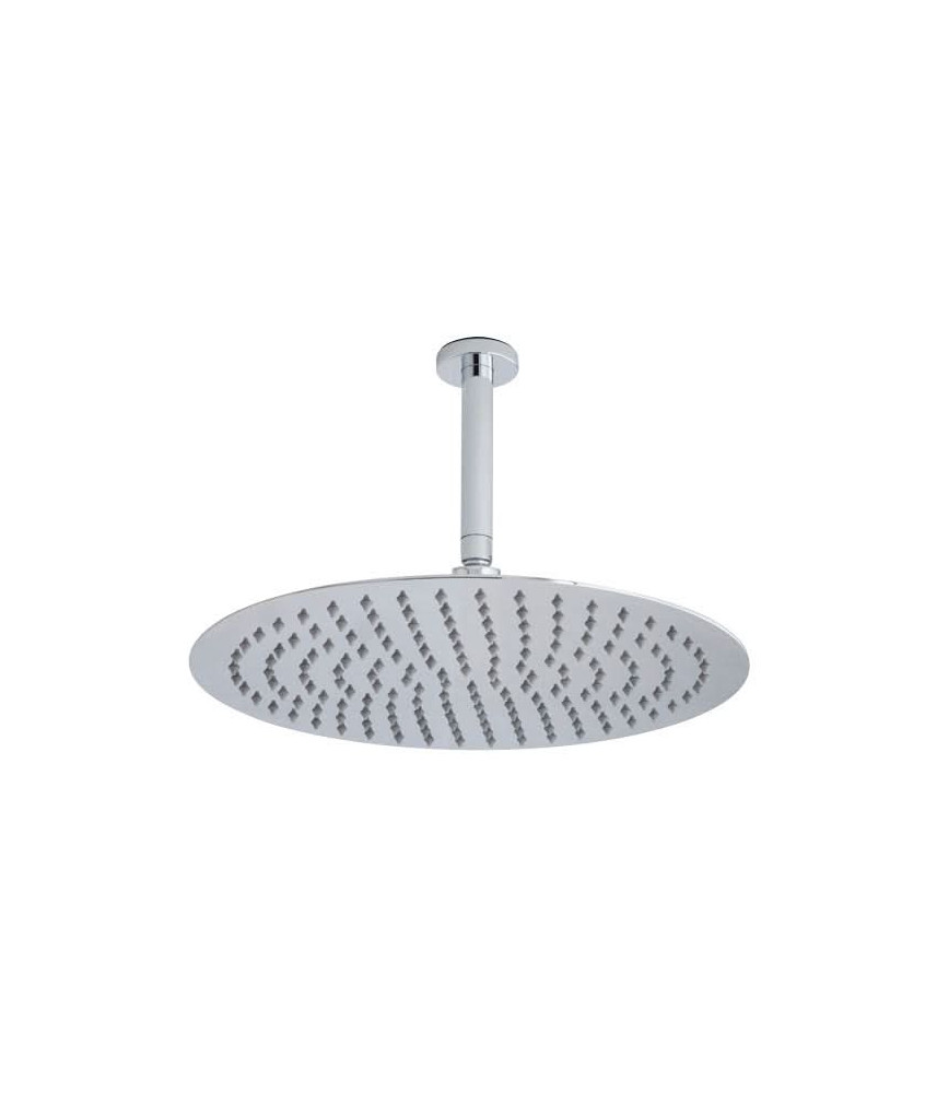 Hudson Reed Fixed Shower Heads Ceiling Mounted Head & Arm, Round Minimalist Design, Shower Accessories, Chrome,  400mm Diameter