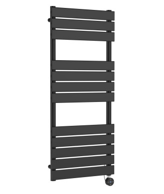 Hudson Reed Electric Square Flat Towel Rail with 12 Bars, Stylish Heated Towel Rail, Anthracite, 1213mm x 500mm