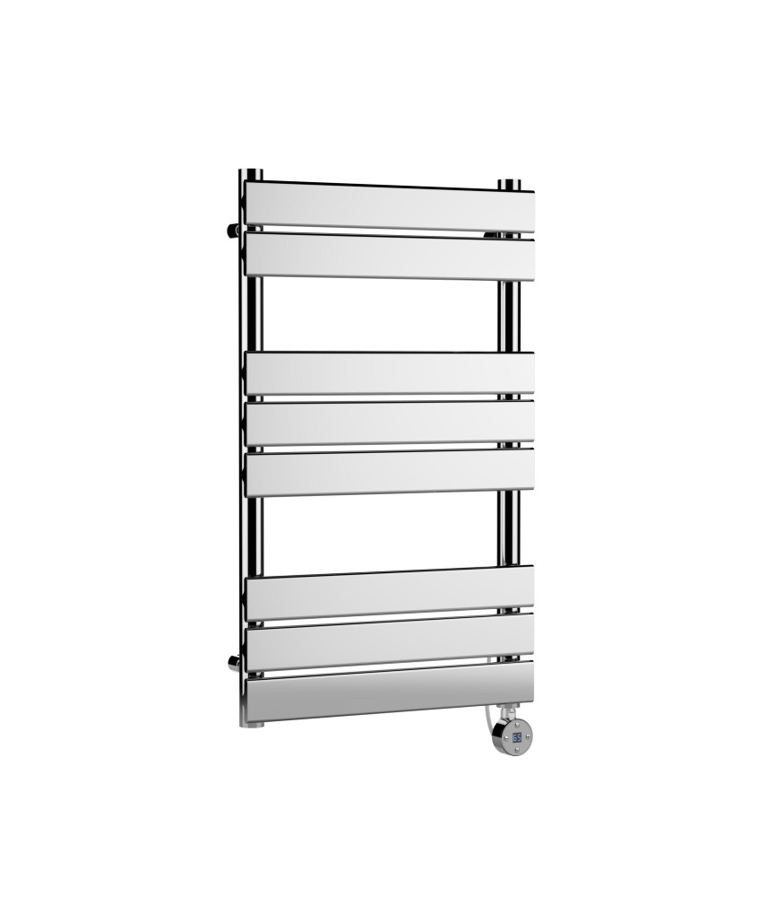 Hudson Reed Wall Hung Electric Square Flat Towel Rail with 8 Bars, Stylish Heated Towel Rail, Chrome, 840mm x 500mm