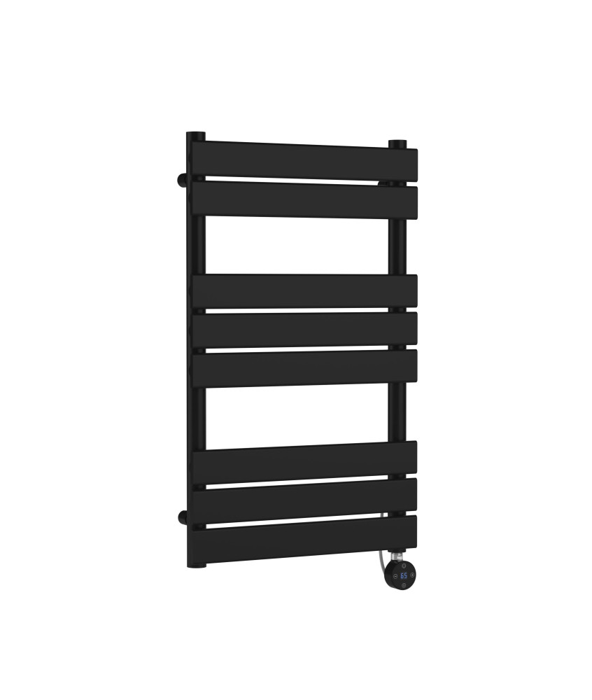 Hudson Reed Wall Hung Electric Square Flat Towel Rail with 8 Bars, Stylish Heated Towel Rail, Matt Black, 840mm x 500mm