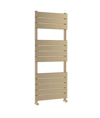 Nuie Piazza Heated Towel Radiator Rail, Wall Mounted, Bathroom Radiator for Towel Warming, 1200mm x 500mm, Brass