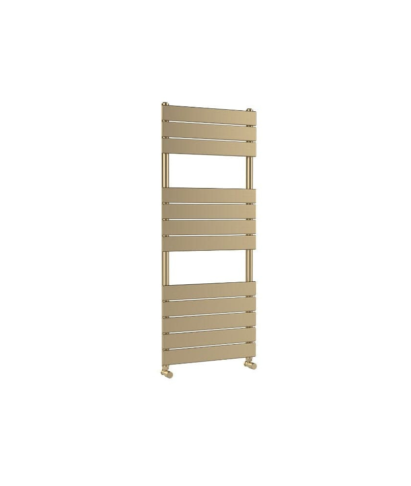 Nuie Piazza Heated Towel Radiator Rail, Wall Mounted, Bathroom Radiator for Towel Warming, 1200mm x 500mm, Brass