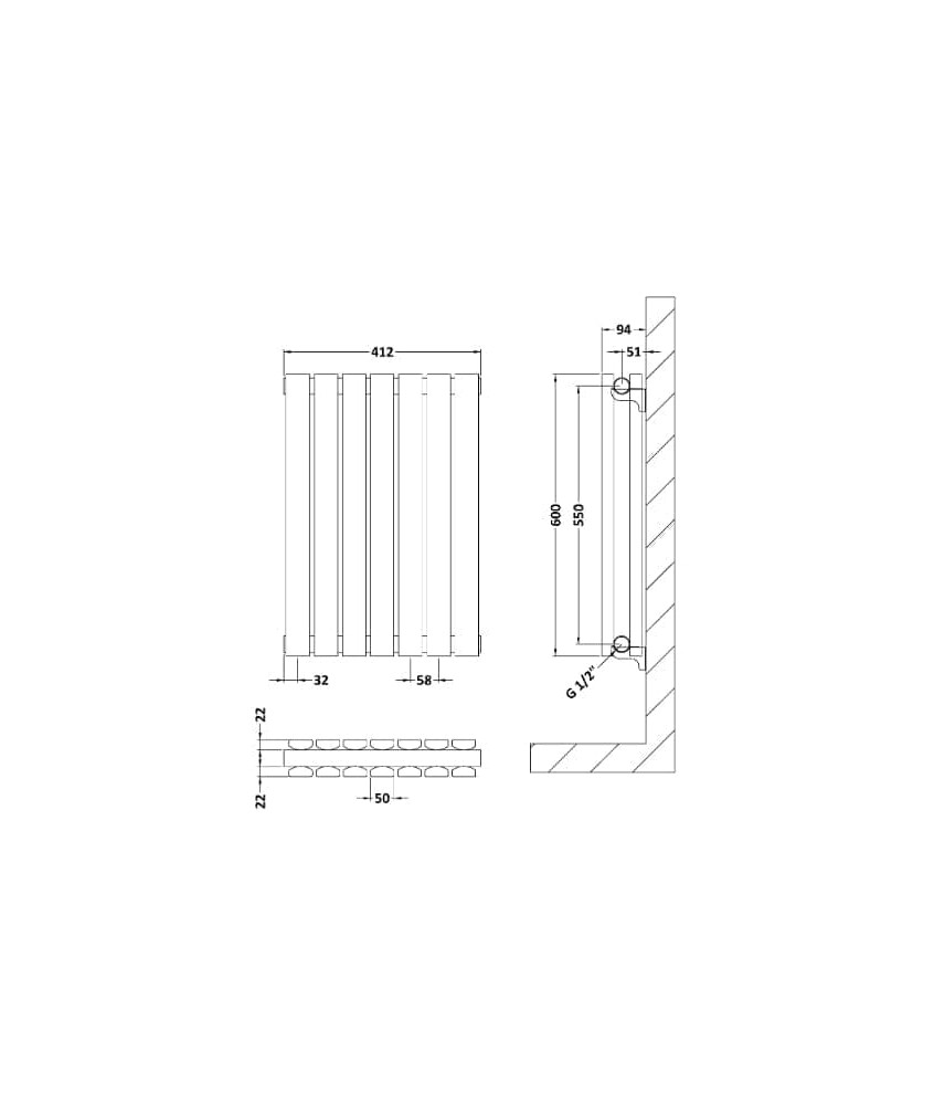Horizontal Double Panel Radiator 600 x 412