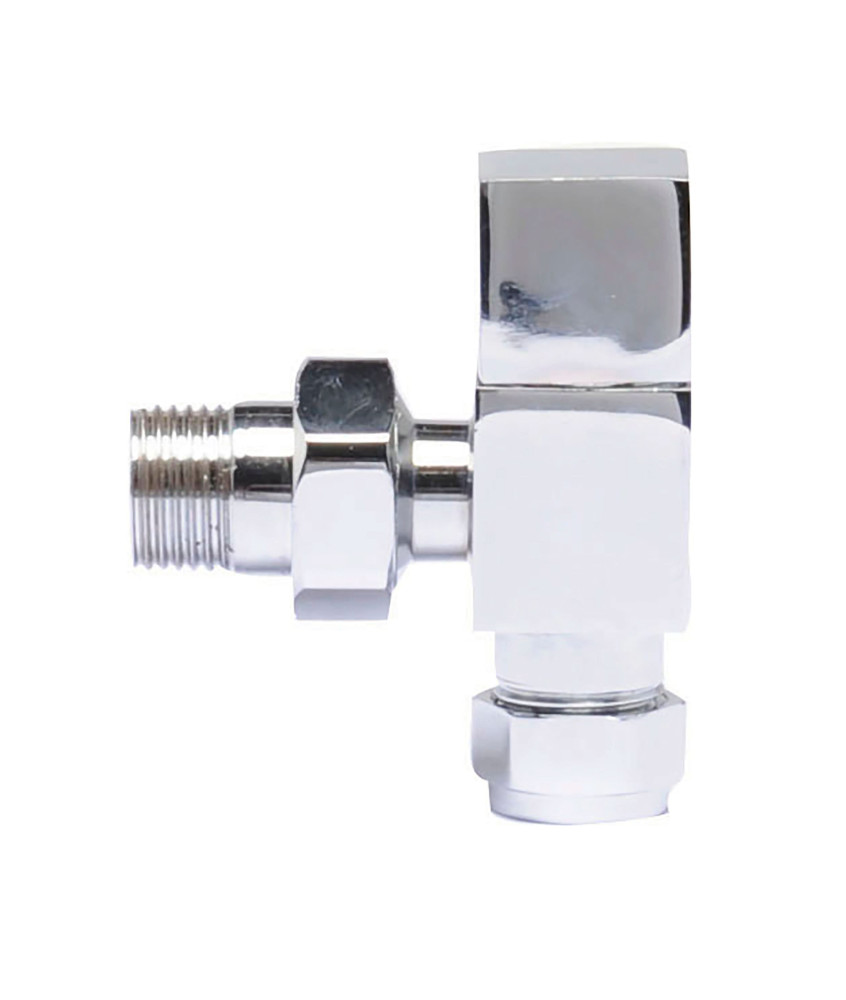 Nuie Pure Square Angled Radiator Valves Pair - Chrome