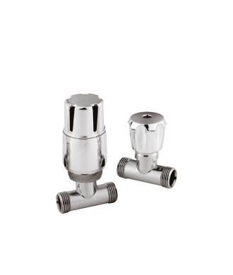 Nuie Straight Radiator Valves Pair Pack - 97mm High - Chrome