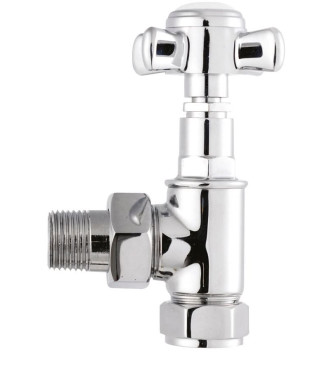 Nuie Victorian Crosshead Angled Radiator Valves Pair - Chrome