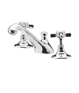 Nuie Beaumont 3-Hole Basin Mixer Tap with Pop Up Waste - Chrome