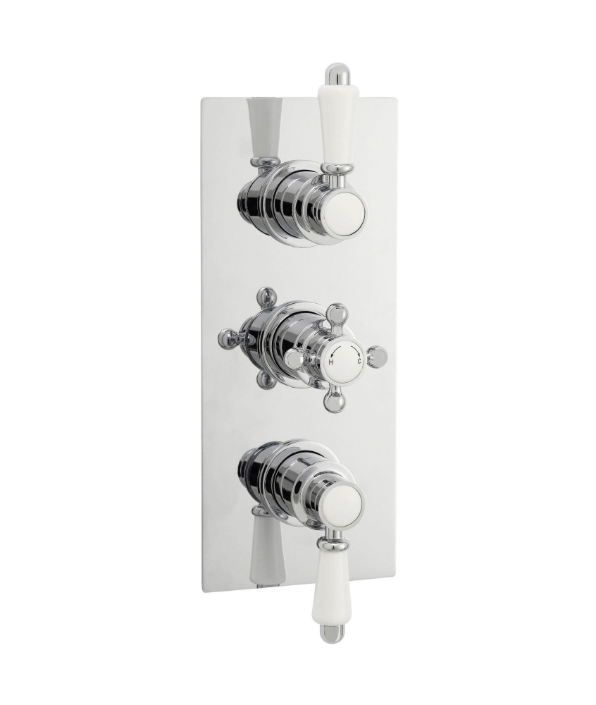 Nuie Edwardian Triple Handle Concealed Shower Valve - Chrome