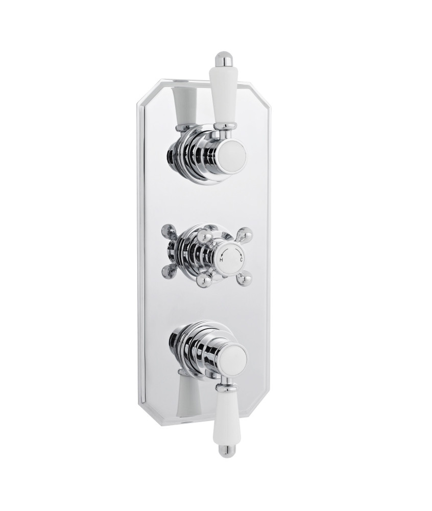 Nuie Victorian Triple Handle Concealed Shower Valve - Chrome