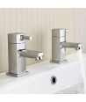 iBathUK Aqulen Pair of Hot and Cold Basin Sink Mixer Taps, Traditional Bathroom Basin Mixer Taps for Modern Bathrooms, Chrome