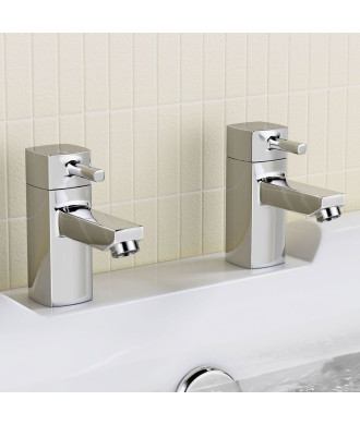 iBathUK Aqulen Pair of Hot and Cold Bath Filler Taps, Bathroom Filler Taps for Modern & Traditional Bathtubs, Chrome