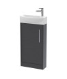 Hudson Reed Juno Compact Floor Standing Single Door Unit and 1 Tap Hole Basin, Left Hand Cloakroom Sink Vanity Unit, Graphite...