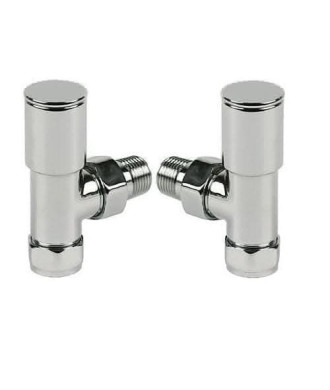 iBathUK Eco Round Radiator Valve Pair, Clip-On Install, Anti-Scald Design, Chrome & Matt White, Wall or Floor Mounted, Univer...