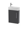 Hudson Reed Juno Compact Wall Hung Single Door Unit and 1 Tap Hole Basin, Right Hand Cloakroom Sink Vanity Unit, Graphite Gre...
