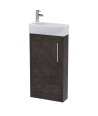 Hudson Reed Juno Compact Floor Standing Single Door Unit and 1 Tap Hole Basin, Right Hand Cloakroom Sink Vanity Unit, Metalli...