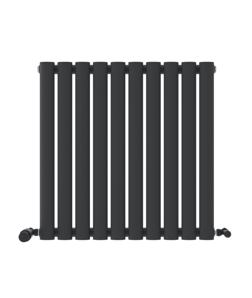 iBathUK Strata Horizontal Single Panel Oval Radiator, Wall Mounted Designer Radiator, High Heat Output, Matt White, 600 x 1440mm