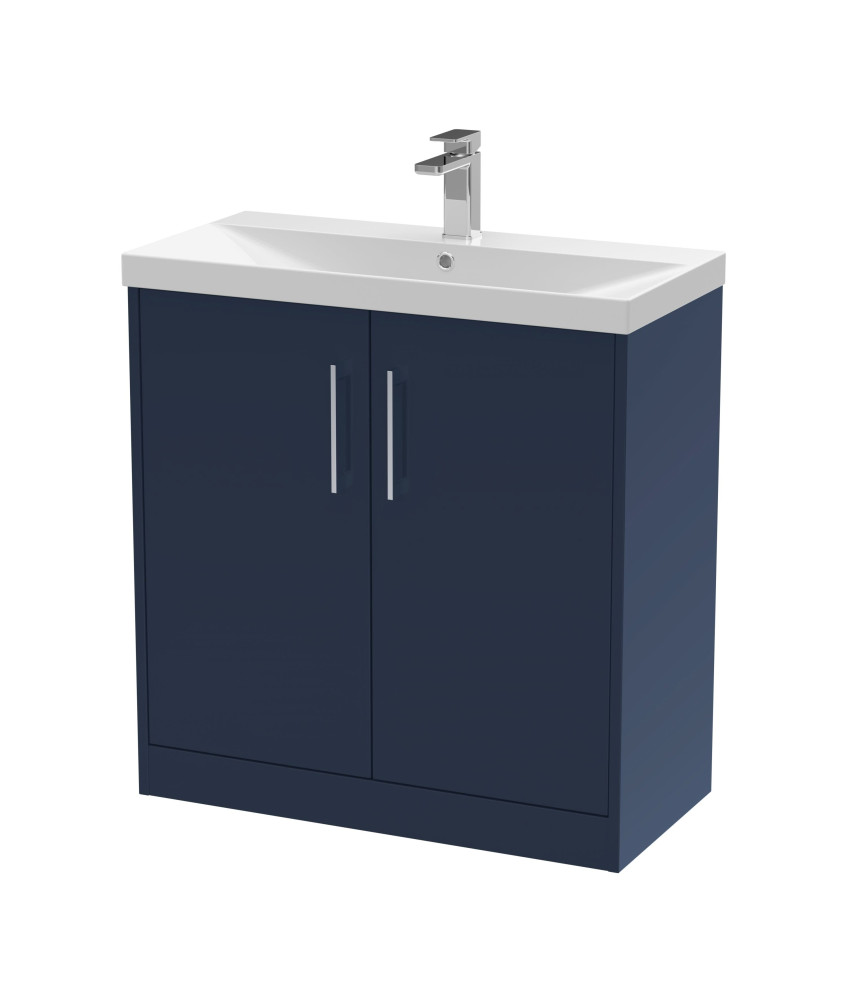Hudson Reed Juno Floor Standing Vanity Unit with White Basin, Modern Sink Vanity Unit with Soft Close Doors, Bathroom Vanity ...