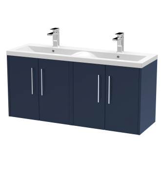Hudson Reed Juno Wall Hung Vanity Unit with 4 Soft Close Doors and Double Basin, Durable Modern Sink Vanity Unit for Bathroom...