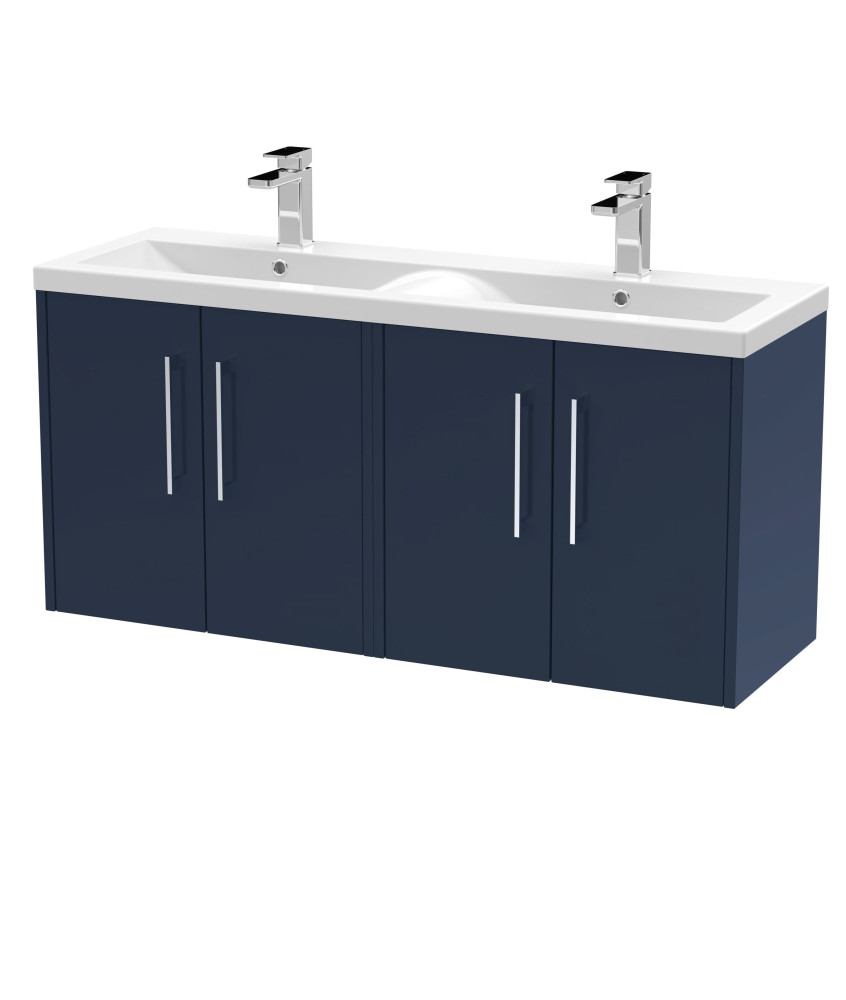 Hudson Reed Juno Wall Hung Vanity Unit with 4 Soft Close Doors and Double Basin, Durable Modern Sink Vanity Unit for Bathroom...