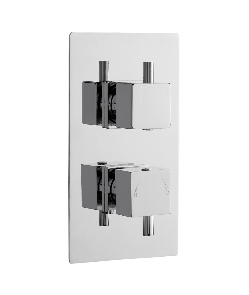 Nuie Dual Handle Minimalist Concealed Shower Valve With 2 Way Diverter - Chrome