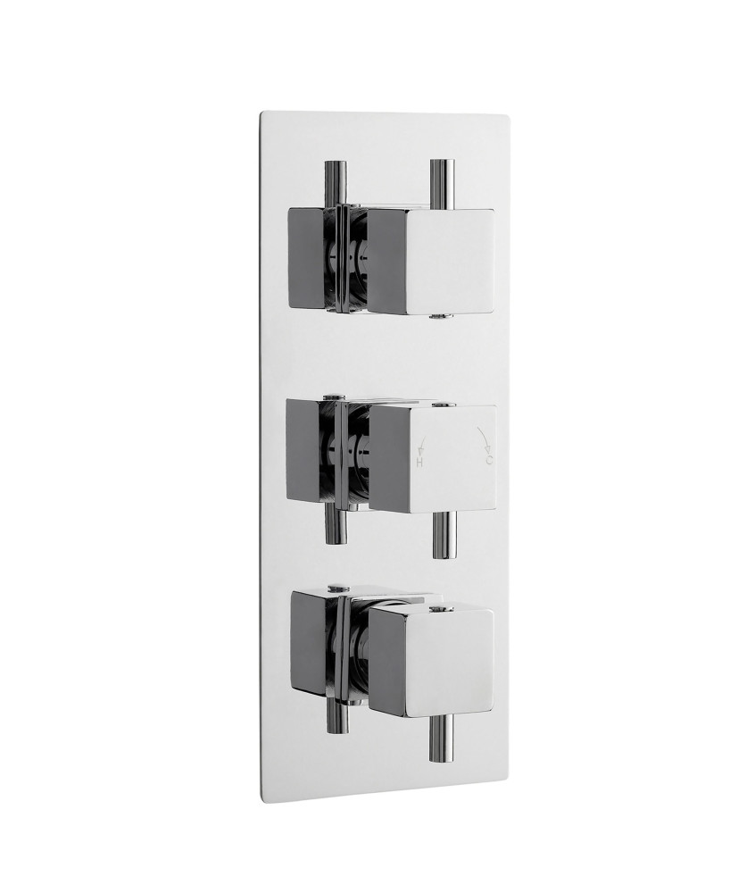 Nuie Series L Triple Handle Concealed Shower Valve - Chrome