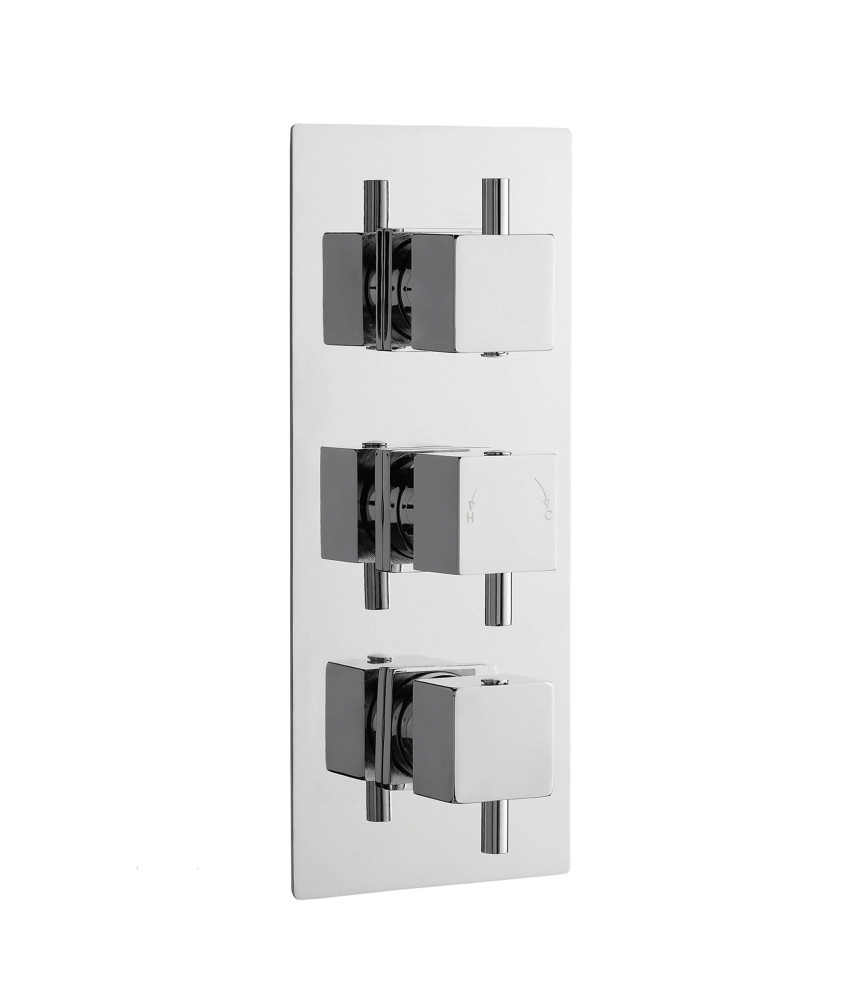 Nuie Volt Triple Handle Concealed Shower Valve With Diverter - Chrome