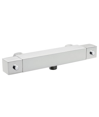Nuie Square Bottom Outlet Thermostatic Bar Shower Valve - Chrome