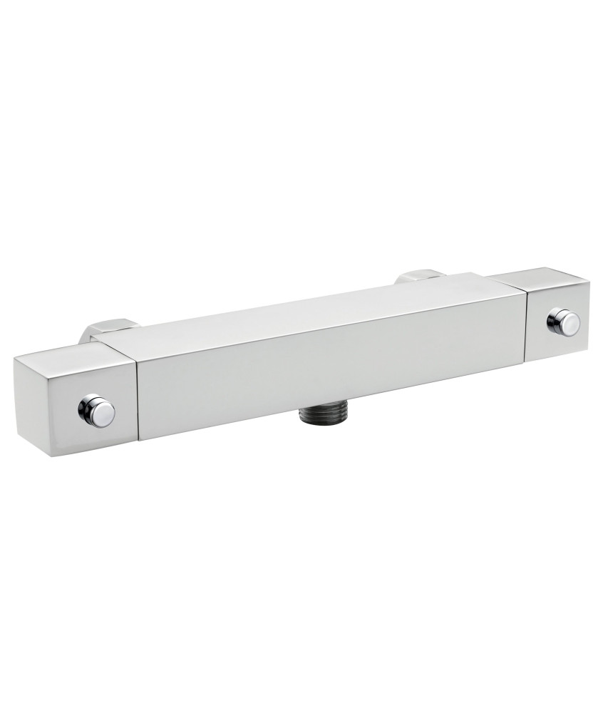 Nuie Square Bottom Outlet Thermostatic Bar Shower Valve - Chrome