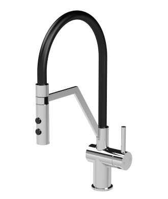 Nuie Ravi Mono Single Lever Chrome Finished Kitchen Sink Taps With Pop-Up Waste, Deck Mounted Swivel Spout Kitchen Taps, Trad...
