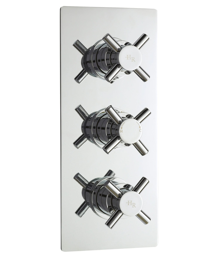Hudson Reed Tec Crosshead Triple Thermostatic Shower Valve with Diverter and 3 Crosshead Handles, Best Brass Build Concealed ...
