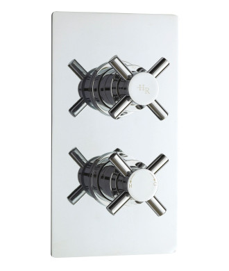 Hudson Reed Tec Crosshead Twin Thermostatic Shower Valve with Diverter and 2 Crosshead Handles, Best Brass Build Concealed Fi...