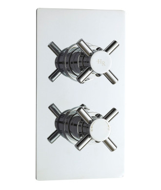 Hudson Reed Tec Crosshead Twin Thermostatic Shower Valve and 2 Crosshead Handles, Best Brass Build Concealed Fit Bathroom Sho...
