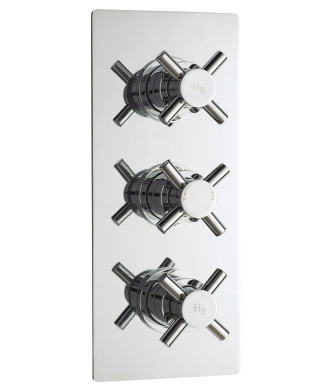 Hudson Reed Tec Crosshead Triple Thermostatic Shower Valve and 3 Crosshead Handles, Best Brass Build Concealed Fit Bathroom S...