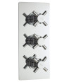 Hudson Reed Tec Crosshead Triple Thermostatic Shower Valve and 3 Crosshead Handles, Best Brass Build Concealed Fit Bathroom S...
