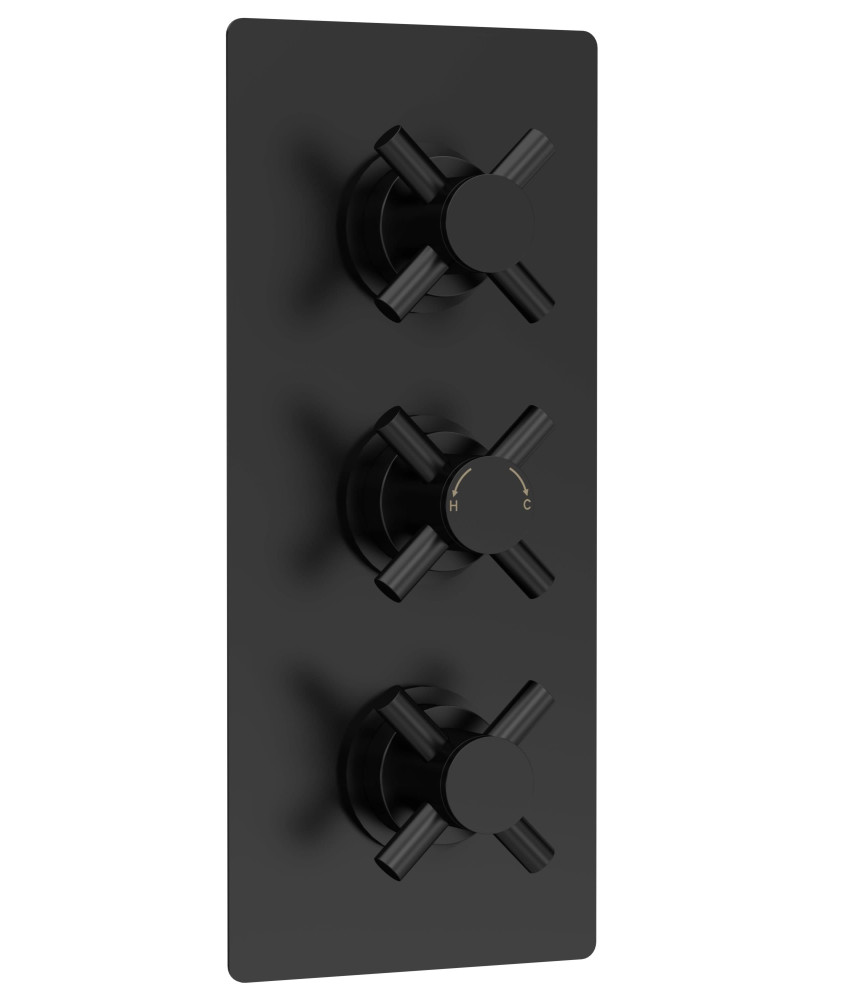 Hudson Reed Tec Crosshead Triple Thermostatic Shower Valve with Diverter and 3 Crosshead Handles, Best Brass Build Concealed ...